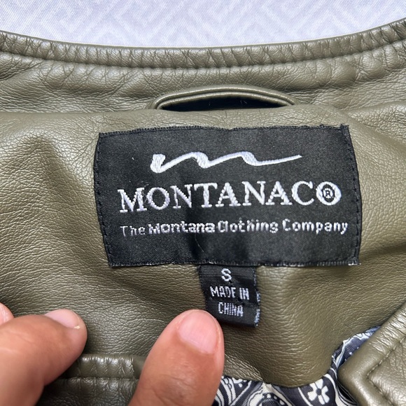 Green unique vintage leather jacket 💚 size small motorcycle/ Biker street wear - Picture 3 of 8